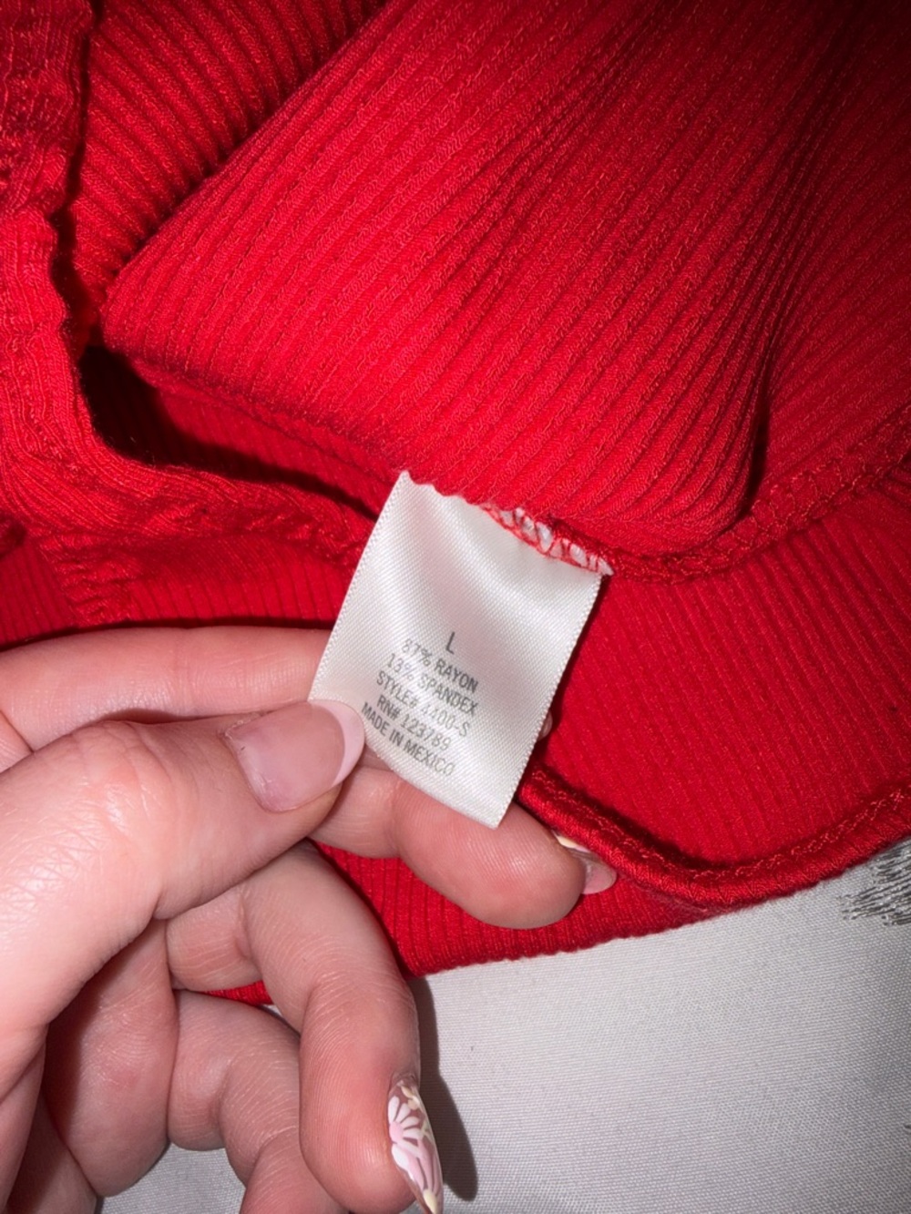 Francesca's Collections Red Ribbed Ruffle-Strap Bodysuit - Picture 3 of 5